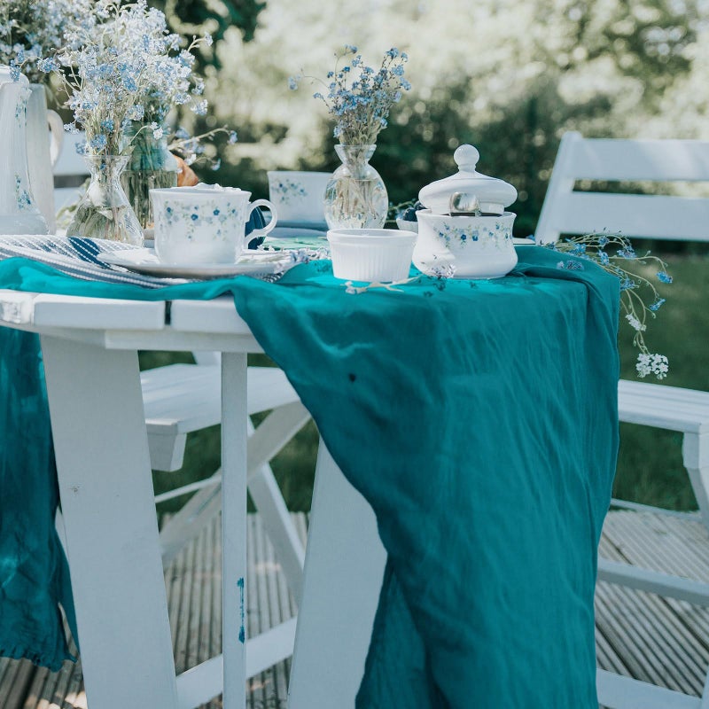 KEEPSHOWING 12 Pack Cheesecloth Table Runner, Runner Gauze Boho Wedding Decor Romantic Table Runner for Wedding Birthday Party(35" x 118")(Peacock Blue) - Image 5