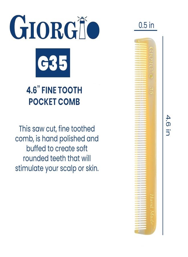 Giorgio G35 Handmade Fine Tooth Pocket Comb for Men, Mustache and Beard Comb for Men, Travel Combs for Everyday Grooming or Styling Hair, Saw Cut and Hand Polished (4.6") - Image 3