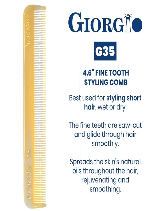Giorgio G35 Handmade Fine Tooth Pocket Comb for Men, Mustache and Beard Comb for Men, Travel Combs for Everyday Grooming or Styling Hair, Saw Cut and Hand Polished (4.6") - Image 2