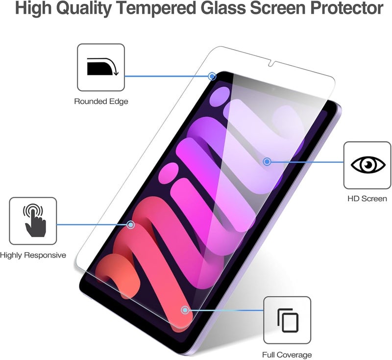 Procases 1 Pack Screen Protector For Ipad Mini (A17 Pro) 2024 / Mini 6 8.3 Inch 2021 With 3 Camera Lens Protector, 9H Hardness Hd Clear Tempered Glass Film Guard For Ipad Mini 6Th Generation - Image 5