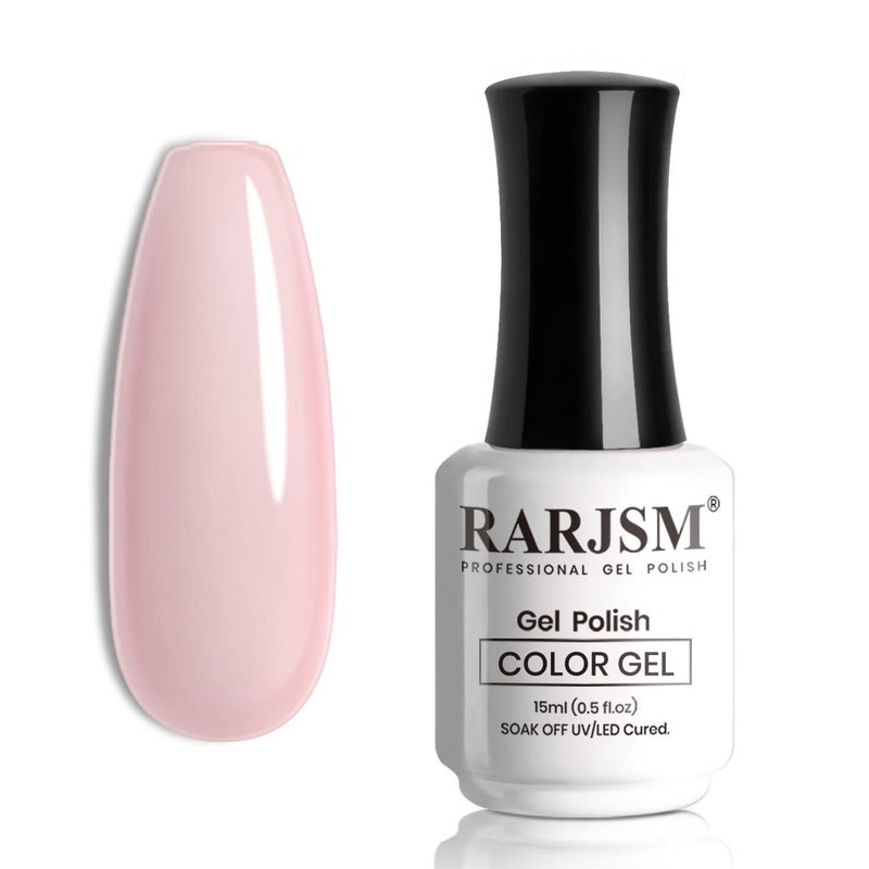 RARJSM Translucent Sheer Pink Gel Nail Polish LED UV Gel Soak Off Clear Pinky French Manicure Nude Pink Jelly Nail GelPolish Varnish Curing Requires 1pcs 15ml for Home Salon Nail Art DIY - Image 3