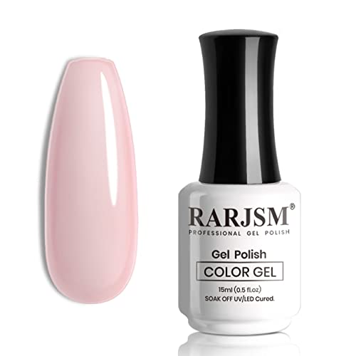 RARJSM Translucent Sheer Pink Gel Nail Polish LED UV Gel Soak Off Clear Pinky French Manicure Nude Pink Jelly Nail GelPolish Varnish Curing Requires 1pcs 15ml for Home Salon Nail Art DIY - Image 1