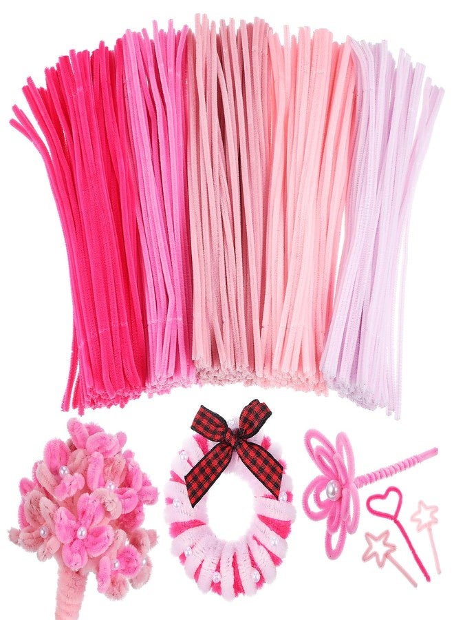 KALLORY 500 Pcs Pink Pipe Cleaners Christmas Pipe Cleaners Pastel Valentines Day Chenille Stems for DIY Hand Arts Chenille Stems for Flowers Wrapping Party Decorations - Image 1