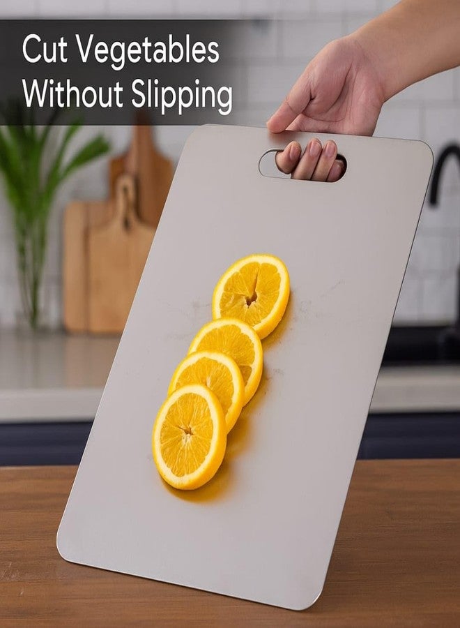 isk Titanium Cutting Board 13.4x9 Inch – 100% Pure Titanium Kitchen Board, Non-Slip Surface, Dishwasher Safe, Scratch Resistant, Lightweight, Chef Cutting Board for Meat, Vegetables, Fruits, Easy Clean - Image 2