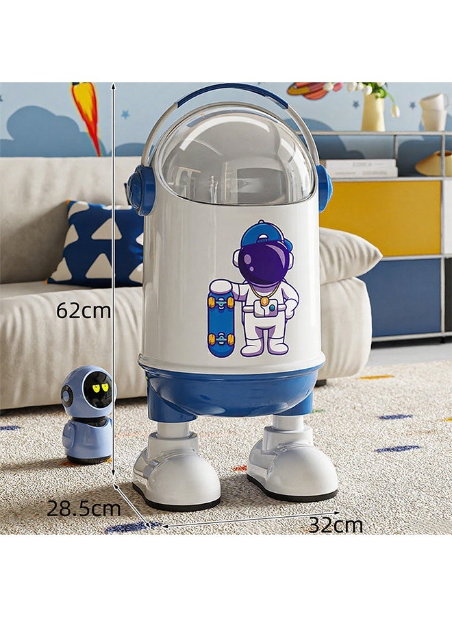 Trash Can, 18L Large-Capacity Creative Astronaut Styling Flip Cover Type Garbage Can, Large Multi-Functional Dust-Proof Ash-Bin Suitable for Bathrooms/Kitchens/Bedrooms/Offices - Image 2