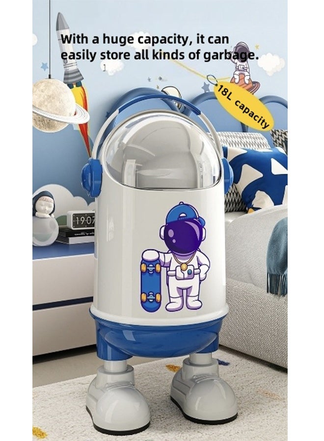 Trash Can, 18L Large-Capacity Creative Astronaut Styling Flip Cover Type Garbage Can, Large Multi-Functional Dust-Proof Ash-Bin Suitable for Bathrooms/Kitchens/Bedrooms/Offices - Image 4
