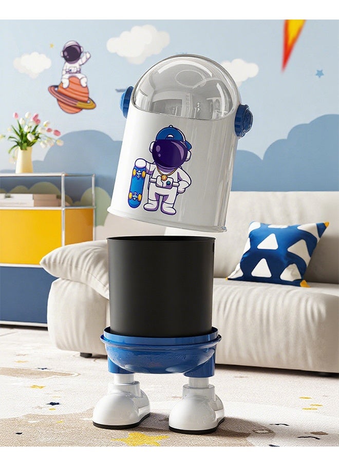 Trash Can, 18L Large-Capacity Creative Astronaut Styling Flip Cover Type Garbage Can, Large Multi-Functional Dust-Proof Ash-Bin Suitable for Bathrooms/Kitchens/Bedrooms/Offices - Image 5