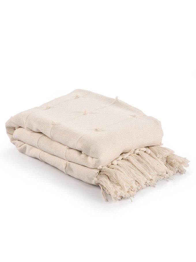 COTTON THROW BEDCOVER SUPER SOFT BREATHABLE THROW FOR LIVING ROOM SOFA BED CHAIR PICNIC USED FOR GIFT NATURAL THROW BLANKET PACK OF 1 200L X180W CMS