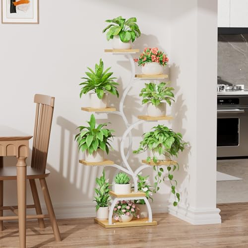 EVAWOO Plant Stand Indoor with Grow Light - 8 Tiered Plant Shelf Indoor, Corner Plant Stand, 49" Tall Plant Shelf with Lights for Indoor Growing, Lighted Flower Holder for Living Room, Balcony (White) - Image 3