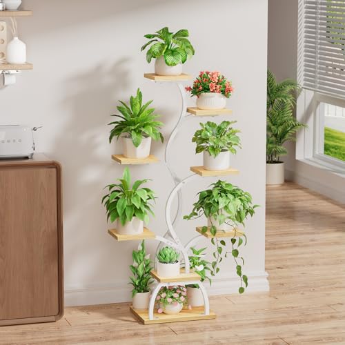 EVAWOO Plant Stand Indoor with Grow Light - 8 Tiered Plant Shelf Indoor, Corner Plant Stand, 49" Tall Plant Shelf with Lights for Indoor Growing, Lighted Flower Holder for Living Room, Balcony (White) - Image 5