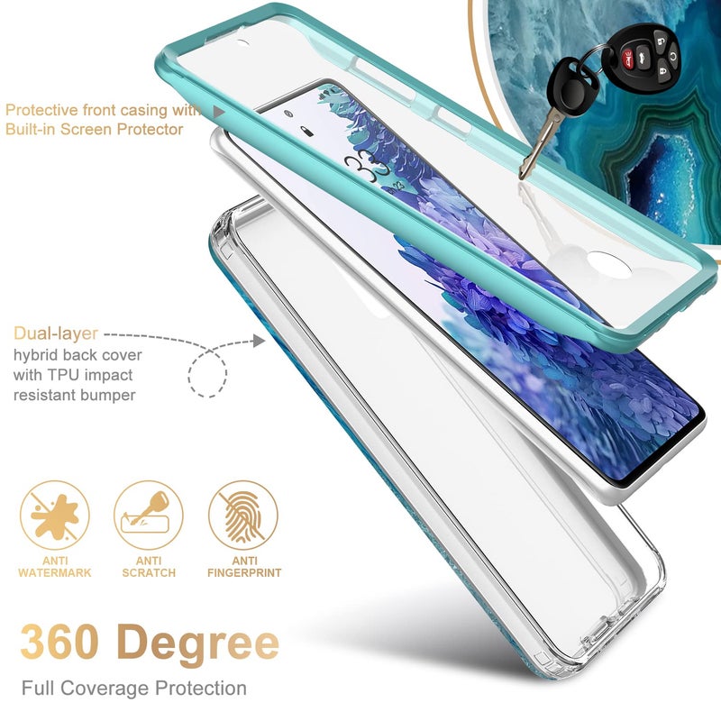 Esdot Compatible with Samsung Galaxy S20 FE Case with Built-in Screen Protector,with Fashionable Designs for Women Girls,Protective Phone Case for Galaxy S20 FE 6.5" Agate Stone - Image 2