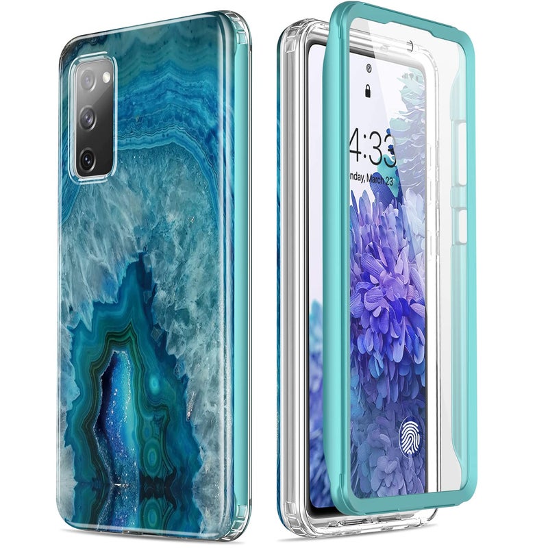 Esdot Compatible with Samsung Galaxy S20 FE Case with Built-in Screen Protector,with Fashionable Designs for Women Girls,Protective Phone Case for Galaxy S20 FE 6.5" Agate Stone - Image 1