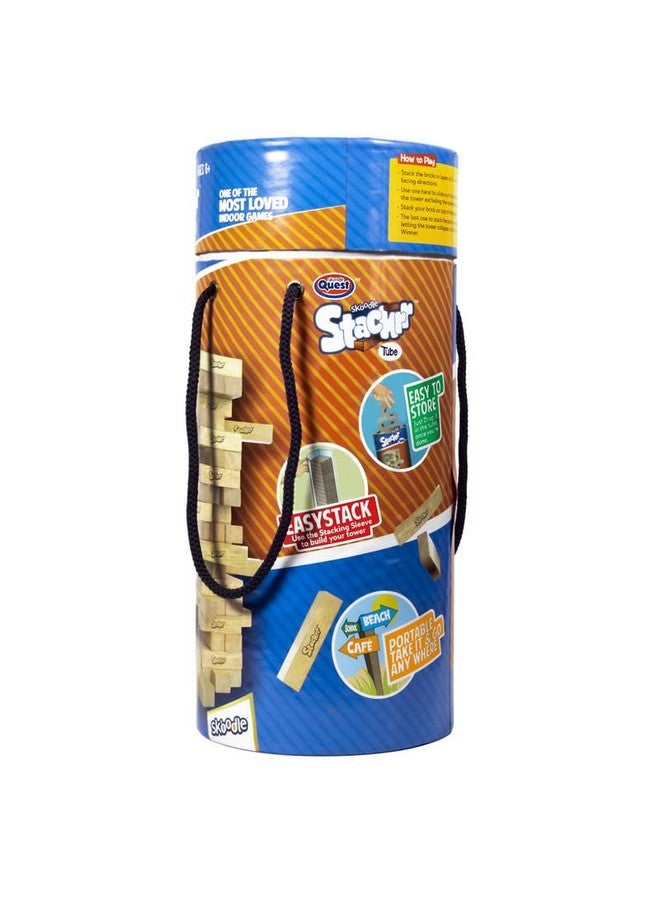 SKOODLE Quest Stackrr Tube Tumbling Tower Game with 54 Precision Wooden Blocks of Premium Beachwood, Fun Game for Adults and Kids, 1 or More Players - Image 3