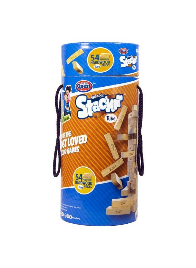 SKOODLE Quest Stackrr Tube Tumbling Tower Game with 54 Precision Wooden Blocks of Premium Beachwood, Fun Game for Adults and Kids, 1 or More Players - Image 1