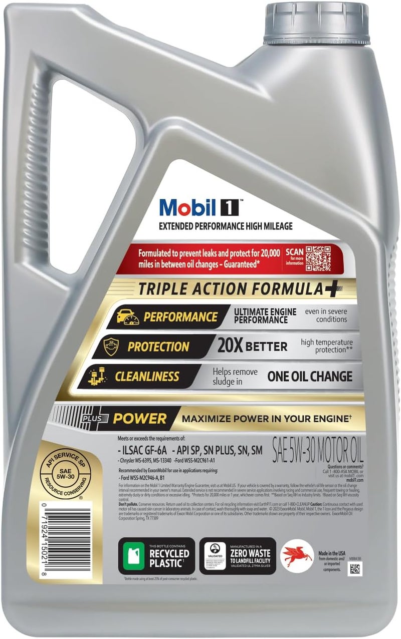Mobil 1 Extended Performance High Mileage Full Synthetic Motor Oil 5W-30, 5 Quart - Image 3