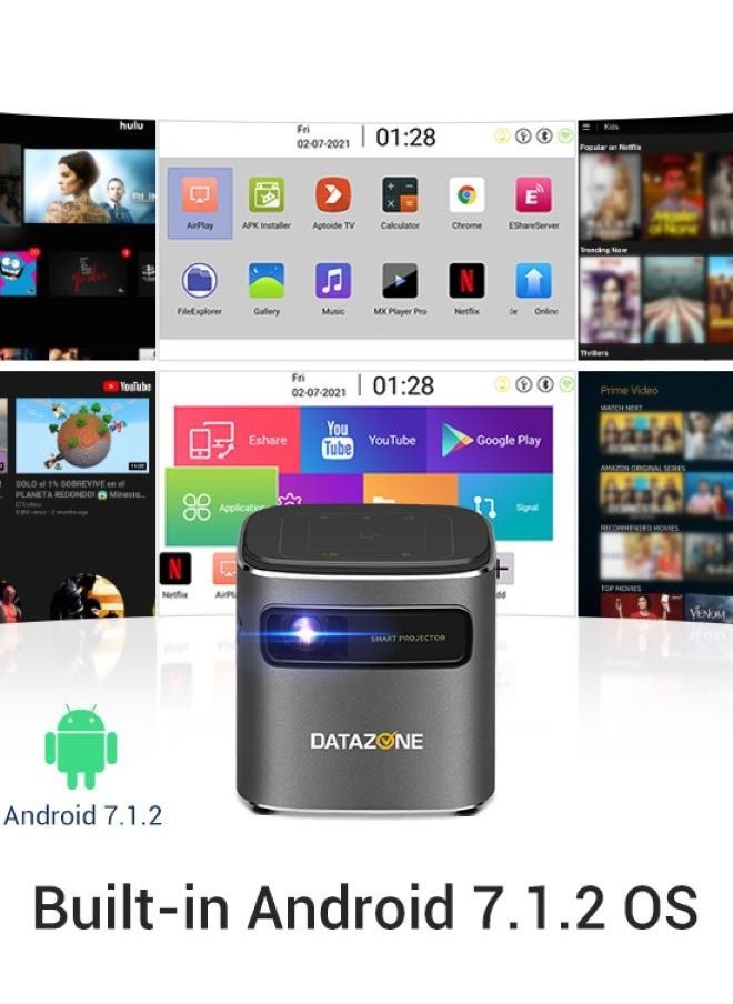 Datazone Datazone Smart Wi-Fi Mini Projector, 2100 Lumen Portable Projector, Built-in Speaker Movie Projector 100 Inch Picture, 1.5-Hour Video Playtime Works with iPhone Airplay DZ-SP047  - Image 4