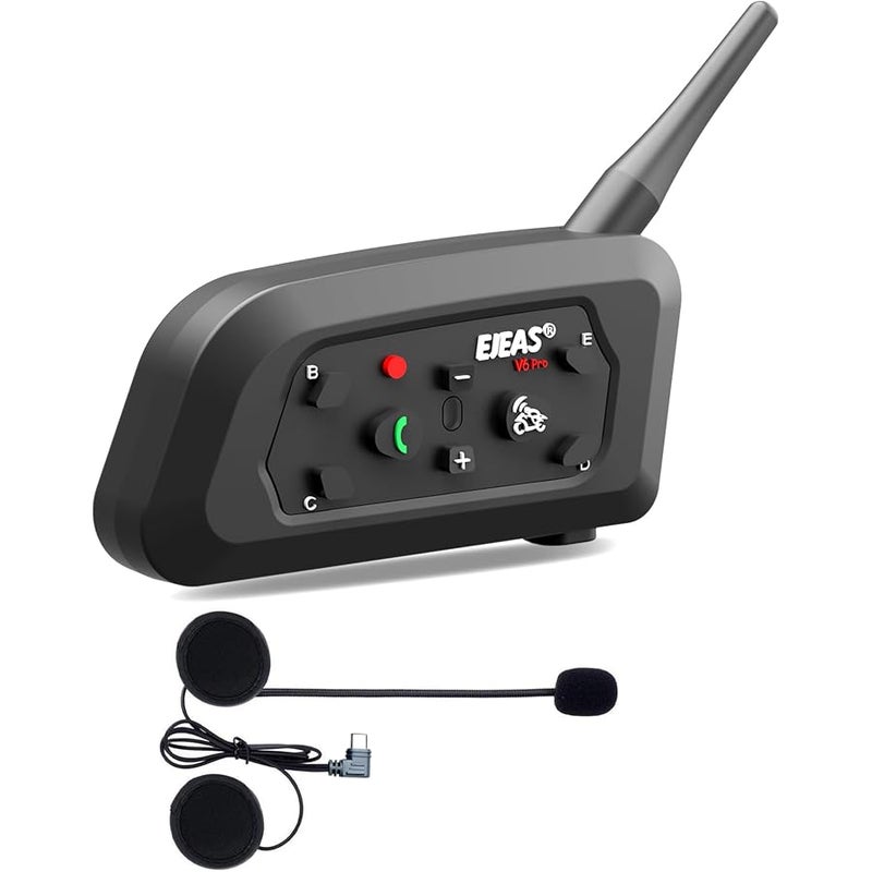 EJEAS Vnetphone Motorcycle V6 Bluetooth Intercom 1200M Full Duplex Motorbike Snowmobile Helmet Skiing Communication Interphone Headset Waterproof 6 Riders(Single) - Image 1