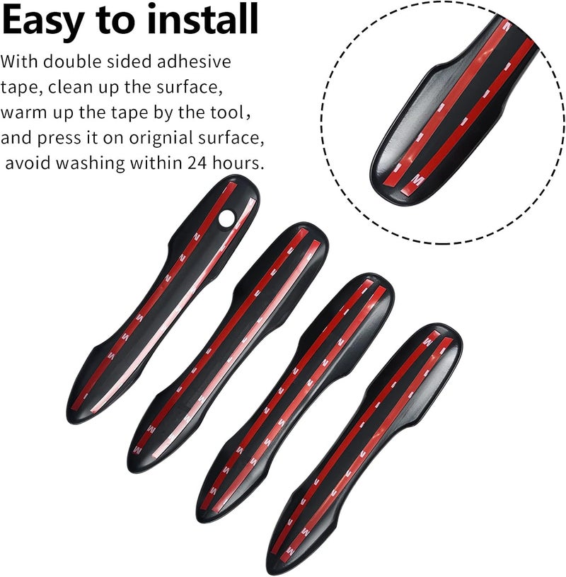 BENXUTO Door Handle Cover Trim Compatible with Toyota Camry 2018-2025 /Corolla 2019-2025 /Avalon 2019-2022 /Pruis Hatchback 2016-2024 Accessories Exterior Door Handles without Smart Key Holes Matte Black ABS - Image 4