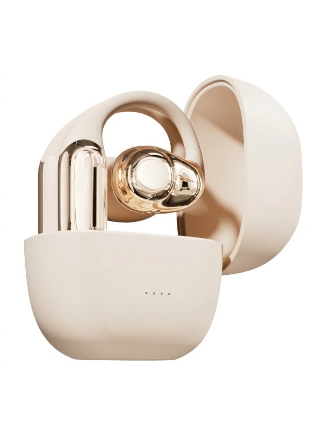 Buddy X1 Flip Wireless Earphones, Bluetooth 5.2, 400mAh Battery, 10 Hours Playtime, Beige - Image 1