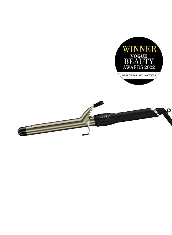 Ikonic Curling Tong Black & Golden , 25mm, Ceramic Shine Infused Barrel, Heat Indicator, Rubber Comfort Grip, Safety Stand & 360° Swivel Cord for Tight, Loose & Retro Curls - Image 2