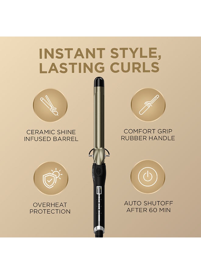 Ikonic Curling Tong Black & Golden , 25mm, Ceramic Shine Infused Barrel, Heat Indicator, Rubber Comfort Grip, Safety Stand & 360° Swivel Cord for Tight, Loose & Retro Curls - Image 3