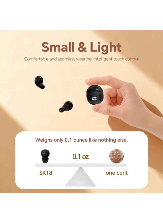 سماعات أذن صغيرة غير مرئية لاسلكية تعمل بالبلوتوث، سماعات أذن صغيرة مخفية صغيرة الحجم للعمل، سماعات رأس صغيرة، سماعة أذن لاسلكية غير مرئية للنوم IPX5 مقاومة للماء لقنوات الأذن الصغيرة - Image 4