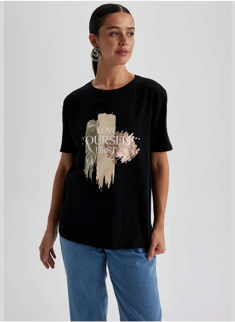 DeFacto Woman Crew Neck Knitted Short Sleeve T-Shirt