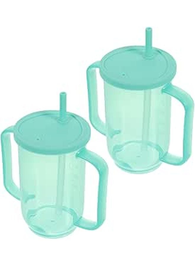2pcs Adaptive Spill Proof Sippy Cup with Handles for Bedridden Elderly Patients Leak Resistant Lightweight Feeding Cup - Image 1