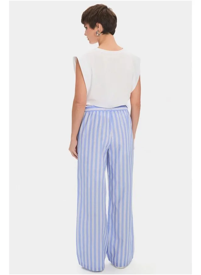JUNE June Women Viscose Blend Wide Leg Striped Trouser Blue