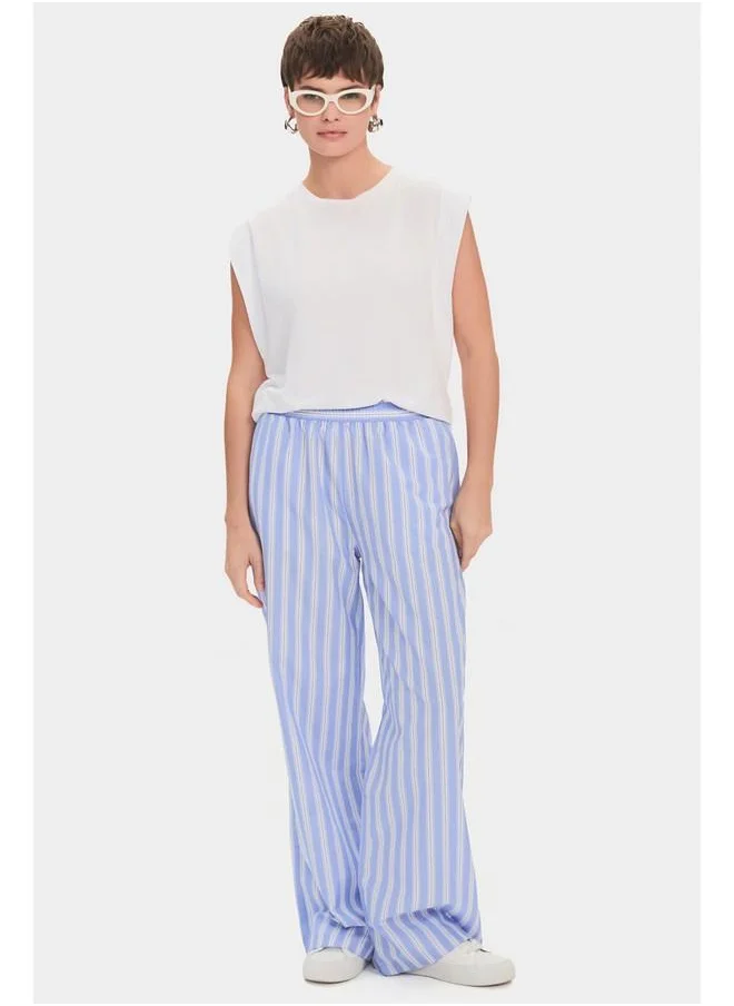 JUNE June Women Viscose Blend Wide Leg Striped Trouser Blue