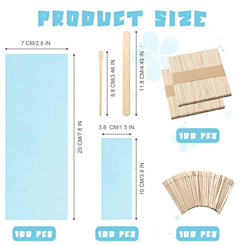 Yaomiao 400 Pieces Wax Strips Sticks Kit NonWoven Waxing Removal Strips with Wax Applicator Stick for Body Skin Facial Hair Removal ToolsBlue - Image 5