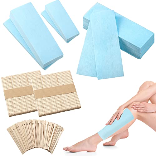 Yaomiao 400 Pieces Wax Strips Sticks Kit NonWoven Waxing Removal Strips with Wax Applicator Stick for Body Skin Facial Hair Removal ToolsBlue - Image 2