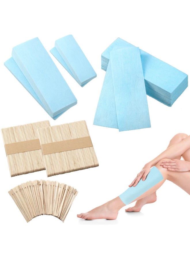 Yaomiao 400 Pieces Wax Strips Sticks Kit NonWoven Waxing Removal Strips with Wax Applicator Stick for Body Skin Facial Hair Removal ToolsBlue - Image 3