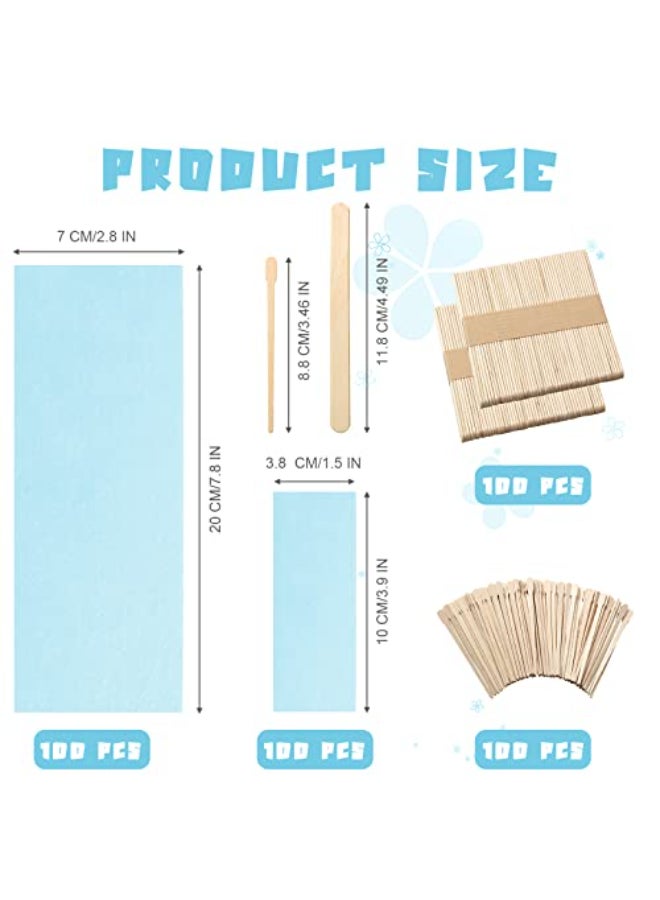 Yaomiao 400 Pieces Wax Strips Sticks Kit NonWoven Waxing Removal Strips with Wax Applicator Stick for Body Skin Facial Hair Removal ToolsBlue - Image 4
