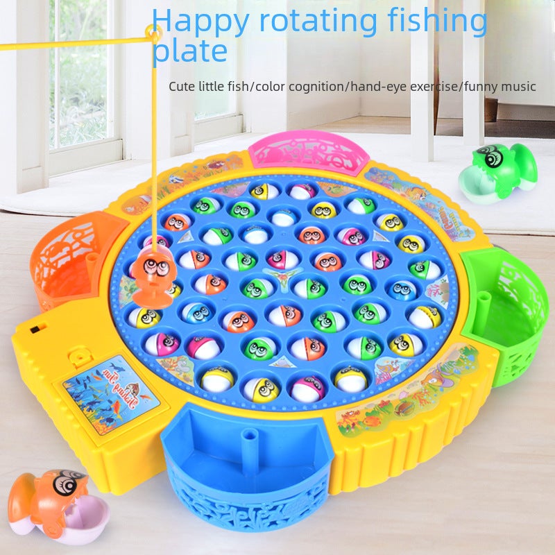 Electric Fishing Toy 24 Yellow Blue Fish Durable Plastic - Developmental Skill-Building Kids Fishing Toy for Children Aged 4-6, Parent-Child Play - Image 2