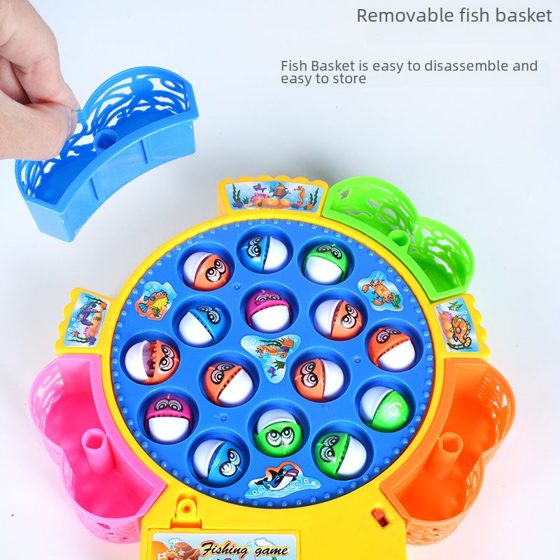 Electric Fishing Toy 24 Yellow Blue Fish Durable Plastic - Developmental Skill-Building Kids Fishing Toy for Children Aged 4-6, Parent-Child Play - Image 4