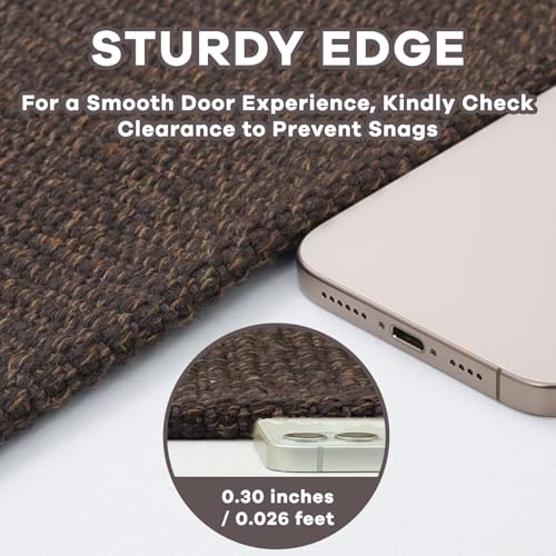 EARTHALL Small Area Rug 2x3 Ft Washable Rugs for Entryway Non Slip Braided Throw Rugs Door Mat Indoor Outdoor Entrance Cotton Woven Carpet for Kitchen Foyer Front Door, Brown/Coffee - Image 2
