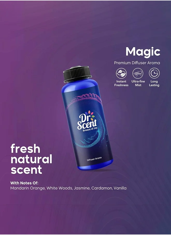 Dr Scent Diffuser Aroma Magic, Feel the Spicy Notes of Mandarin Orange, Sweet Floral Notes of Jasmine, with Medium White Woods Finish (170ml)