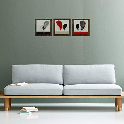 Indianara Set of 3 Abstract Feathers Framed Wall Hanging Laminated Paintings Matt Art Prints 9 inch x 9 inch each without Glass (2541) - Image 3