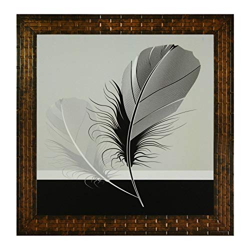 Indianara Set of 3 Abstract Feathers Framed Wall Hanging Laminated Paintings Matt Art Prints 9 inch x 9 inch each without Glass (2541) - Image 4