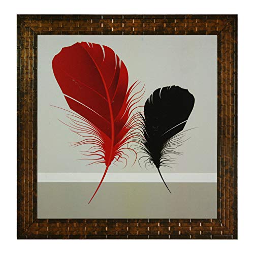 Indianara Set of 3 Abstract Feathers Framed Wall Hanging Laminated Paintings Matt Art Prints 9 inch x 9 inch each without Glass (2541) - Image 5