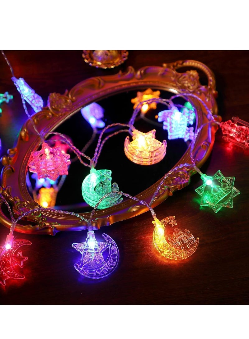 UKR Ramadan LED String Lights 3M 20 LEDs Colorful Eid Decoration Lights, Moon, Star, Lantern & Mosque Shaped Fairy Lights for Ramadan, Eid, Islamic Festive Home & Party Décor, Battery Operated - Image 2