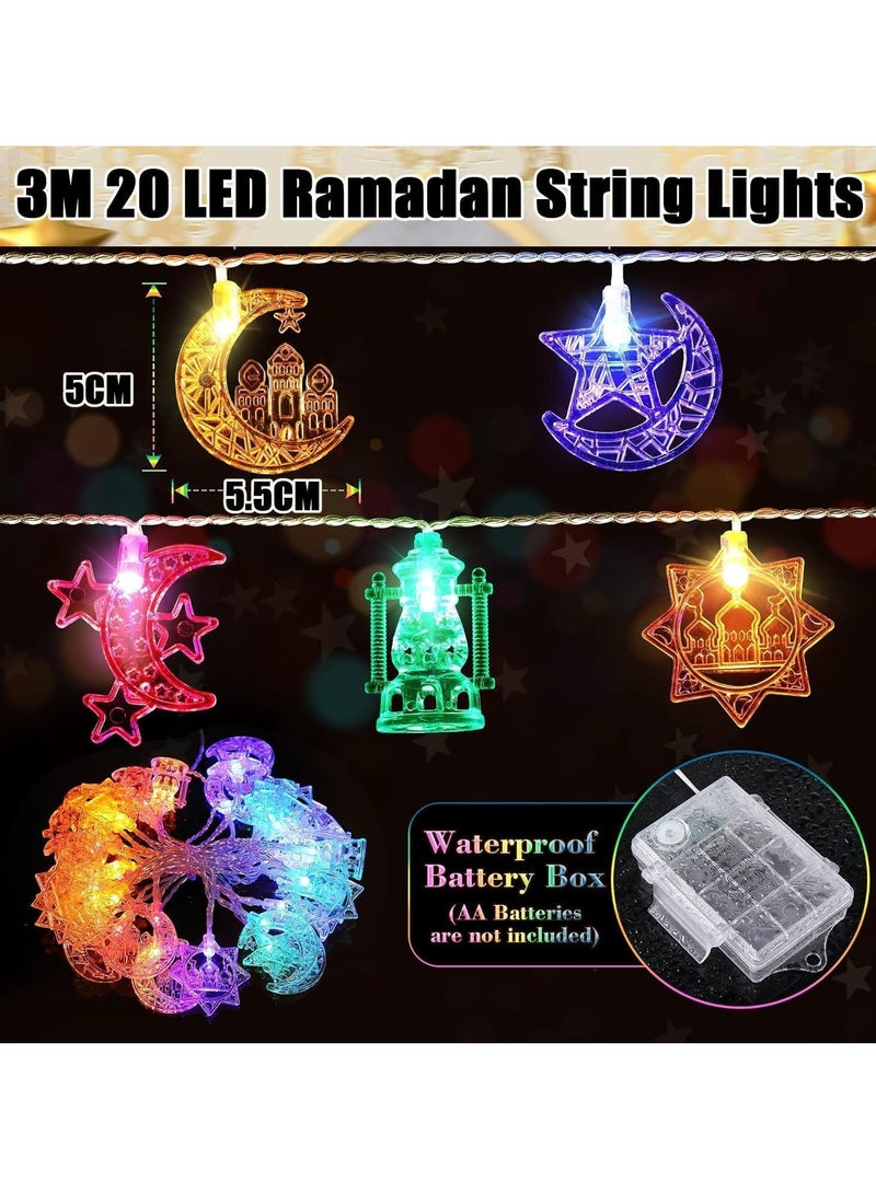 UKR Ramadan LED String Lights 3M 20 LEDs Colorful Eid Decoration Lights, Moon, Star, Lantern & Mosque Shaped Fairy Lights for Ramadan, Eid, Islamic Festive Home & Party Décor, Battery Operated - Image 3