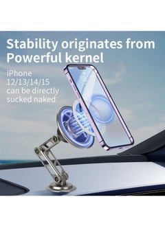 ESSAGER Car Mount Magnetic Magsafe Foldable, Extendable, and Rotatable Phone Holder, Compatible with iPhone 12, 13, 14, and 15 Series for Direct Attachment.  - Image 3