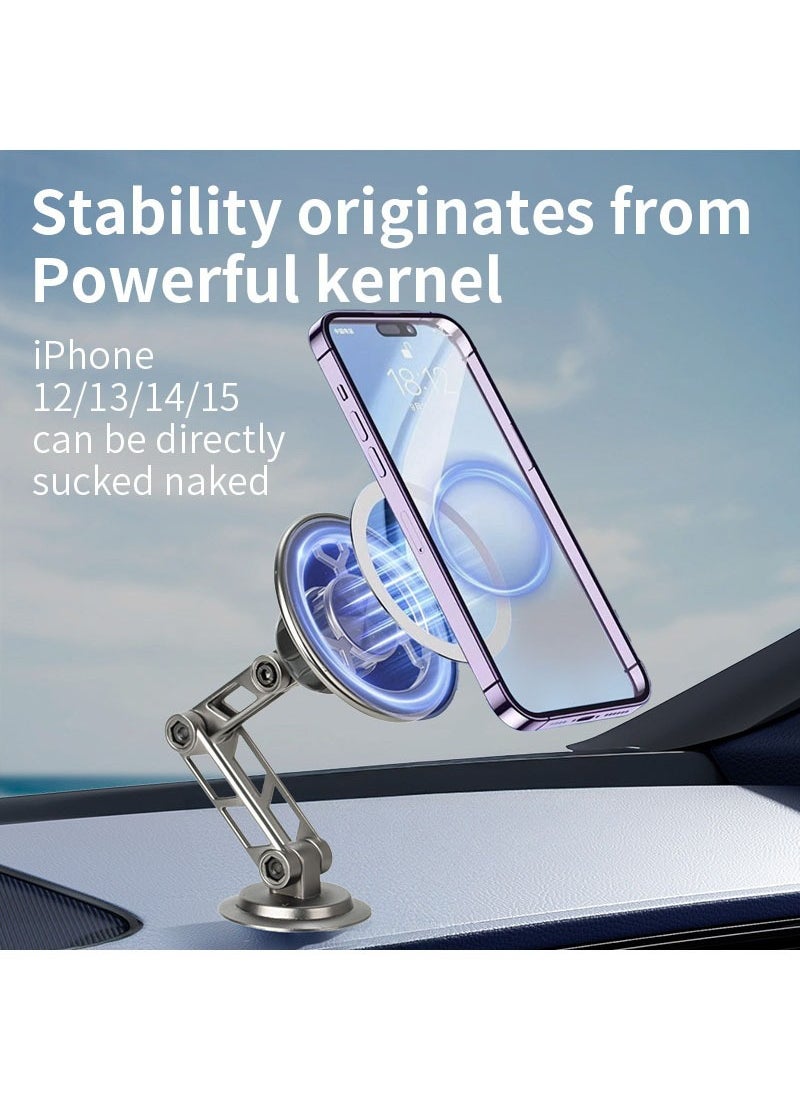 ESSAGER - Car Mount Magnetic Magsafe Foldable, Extendable, and Rotatable Phone Holder, Compatible with iPhone 12, 13, 14, and 15 Series for Direct Attachment. - Image 1