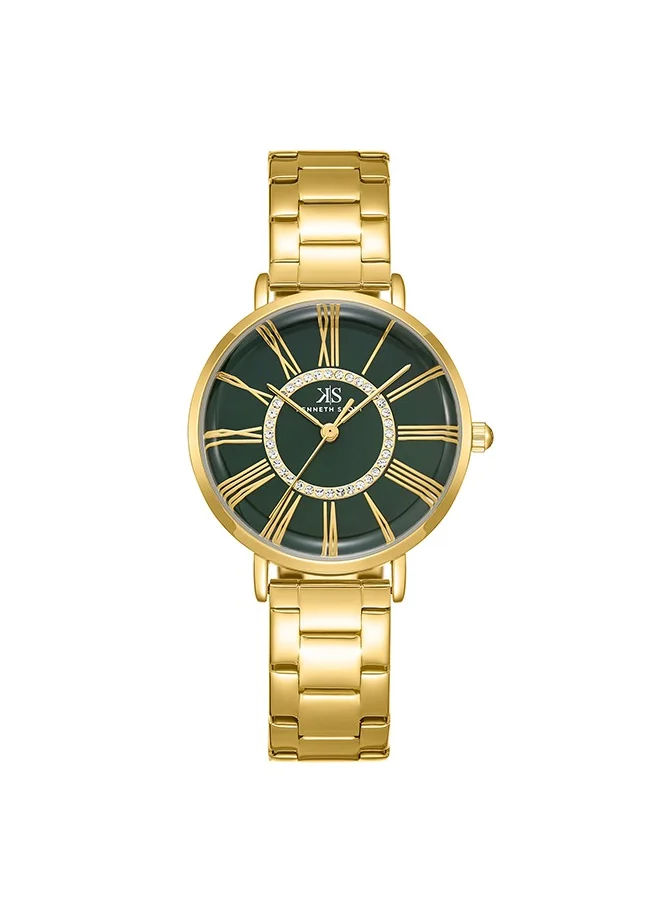 كينيث سكوت Kenneth Scott K23536-GBGG Women Analog Display Watch & Stainless Steel Strap Gold