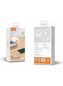 LDNIO LDNIO A2512Q Fast Charger Universal Plug With Lightning Cable And Mini Dual USB Ports For Iphone 18W - White  - Image 1