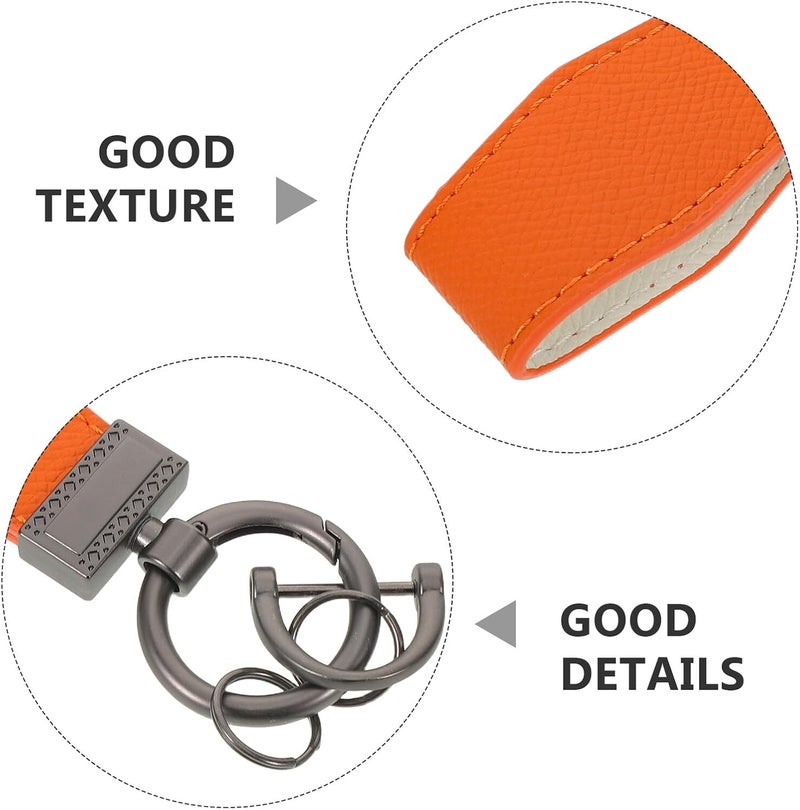 NOLITOY Car Keychain Keyring with Orange Metal Pendant, Universal Car Key Fob Holder Ring, Anti-lost Sturdy Key Chain Accessory for Men and Women, Suitable for Daily Use - Image 3