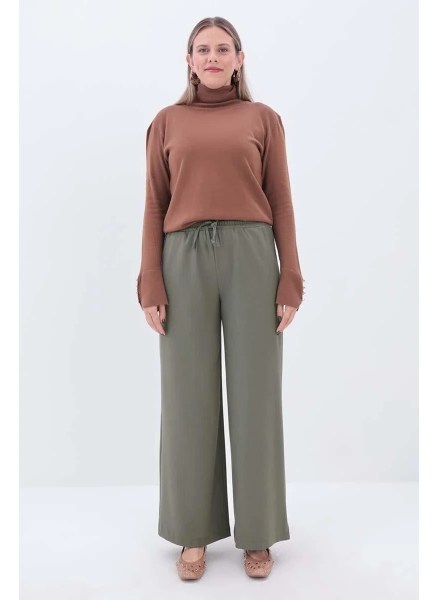 Allday Khaki-Elastic Waist Corded Trousers