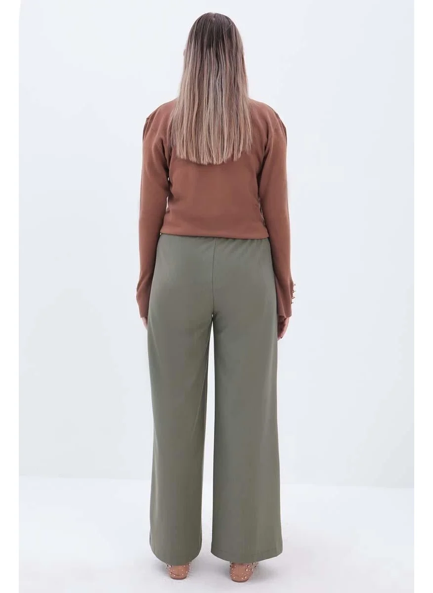 Allday Khaki-Elastic Waist Corded Trousers
